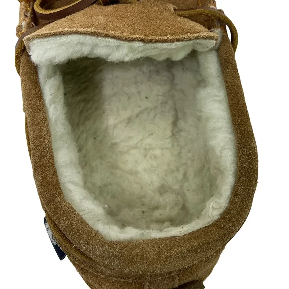 Vineyard Vines Boy's Slippers Moccasins Chestnut Lined‎ Suede Leather Slip-On 6M
